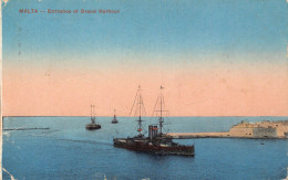 Delcampe - B323 Malta 1914 Entrance Of Grand Harbour Steamboat Vintage Postcard - Malta