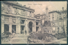 Delcampe - Pavia Città Piazza Monumento Cairoli PIEGA Cartolina JK6063 - Pavia