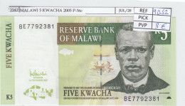 Delcampe - CRJ2242 BILLETE MALAWI 5 KWACHA 2005 P-36c SIN CIRCULAR - Malawi