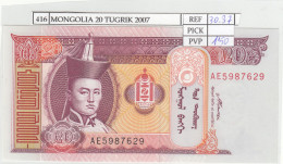 Delcampe - CRJ0416 BILLETE MONGOLIA 20 TUGRIK 2007 P-63d - Mongolie