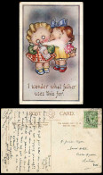 Delcampe - Girl Playing A Spray Bottle I Wonder What Father Uses This For 1913 Old Postcard - Cómics