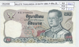 Delcampe - CRJ2448 BILLETE TAILANDIA 20 BAHT 1881 P-88a.16 - Thaïlande