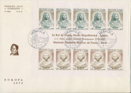 Delcampe - Monaco 1974 Europa,Skulpturen Block 7 FDC (SG9060) - FDC