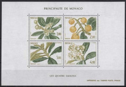 Delcampe - Monaco 1985 Vier Jahreszeiten Wollmispel Block 29 Postfrisch (C91379) - Blocks & Kleinbögen