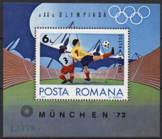 Delcampe - Rumänien 1972 Olympia Sommerspiele Fußball Stadion Block 97 Postfrisch (C92095) - Blocchi & Foglietti