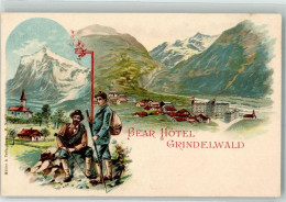 Delcampe - 3818 Grindelwald Lithographie Bear Hotel Wanderer - 13517697 - Grindelwald