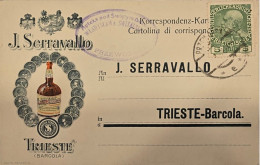 Delcampe - J. Serravallo Trieste-Barcola – China-Wein Advertising Postal Card, 1914 - Trieste (Triest)