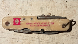 Delcampe - Couteau Suisse Publicitaire - émile FFNCL - Vigy - Pétrole - Essence - Corne ? - Pradel - Coltelli