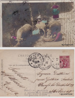 Delcampe - # COSTUMI: PECORAIA E PECORE CON BAMBINI - Fotocart. Al Bromuro   1905 - Mode