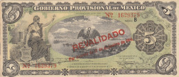 Delcampe - CRBX0248 BILLETE MEXICO REVALIDADO 5 PESOS 1914 BC - Mexique