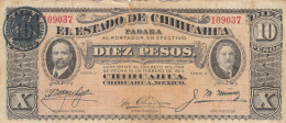 Delcampe - CRBX0249 BILLETE MEXICO 10 PESOS 1914 BC - Mexique