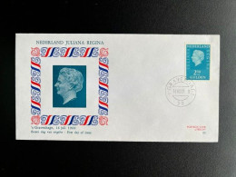 Delcampe - NETHERLANDS 1969 FDC JULIANA REGINA 2,50 'S GRAVENHAGE 14-07-1969 NEDERLAND PHILATO ZAANSTAD MOLENREEKS - FDC