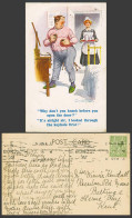 Delcampe - Donald McGill Old Postcard Knock Before U Open Door? Maid Looked Through Keyhole - Cómics