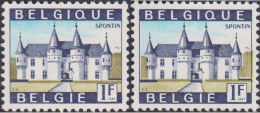 Delcampe - Belgique 1967 COB 1423. Curiosité, Ocre Déplacé, Bande Blanche à Gauche. Château De Spontin Bâti Du XIIIe Au XVIe Siècle - Castles