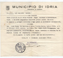 Delcampe - 1939. KINGDOM OF YUGOSLAVIA,SLOVENIA,MUNICIPALITY OF IDRIA,GORIZIA PROVINCE,PROOF OF RESIDENCE,FLORA PIVK - Historische Documenten