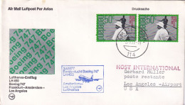 Delcampe - Germany - Lufthansa Erstflug - LH 450 - Boeing 747 - Frankfurt - Amsterdam - Los Angeles - FDC - 1971-1980