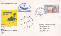 Delcampe - Germany - Lufthansa Erstflug - LH 600 - DC 107 - Frankfurt - Ankara - Teheran - FDC - 1971-1980