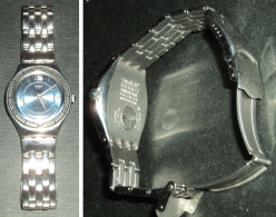 Delcampe - Rare Montre à Quartz SWATCH Irony 2007, Bracelet Métal, Dateur Trotteuse, Swiss - Montres Modernes