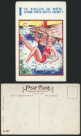 Delcampe - SH Artist Signed Old Postcard I've Fallen With Nice Boys Comic Humour Bathers - Cómics