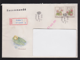 Delcampe - 2 FDC's Naturschutz: Geschützte Flora, Echt Gelaufene R-Briefe Von Der CSSR Nach Deutschland, Komplette Serie, 1991 - FDC