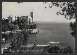 Delcampe - Italy - Trieste - Baia Di Miramare E Castello Panoramic Coastline View - 1966 - Posted - Trieste (Triest)