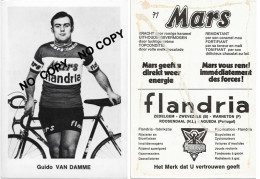 Delcampe - CARTE CYCLISME GUIDO VAN DAMME TEAM MARS FLANDRIA 1971 ( FORMAT 9,5 X 13,5, VOIR PARTIE ARRIERE  ) - Radsport