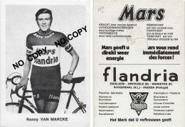 Delcampe - CARTE CYCLISME RONNY VAN MARCKE TEAM MARS FLANDRIA 1971 ( FORMAT 9,5 X 13,5, VOIR PARTIE ARRIERE  ) - Radsport