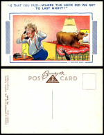 Delcampe - Taylor Comic Old Postcard Cattle Cow On Bed Where The Heck We Get To Last Night? - Cómics