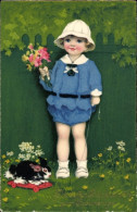 Delcampe - Artiste CPA Baumgarten, Fritz, Glückwunsch Zum Geburtstag, Kind Mit Blumenstrauß - Sonstige & Ohne Zuordnung