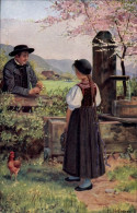 Delcampe - Artiste CPA Hoffmann, H., Am Brunnen, Schwarzwälderin In Volkstracht - Kostums
