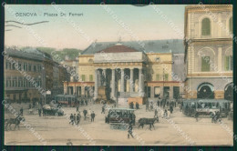 Delcampe - Genova Città Piazza De Ferrari Tram A Cavalli Auto Cartolina QZ5374 - Genova (Genua)