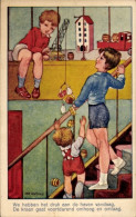 Delcampe - Artiste CPA Kinder, Spielzeuge, Kran, Fässer, Gespräch - Spielzeug & Spiele