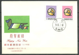 Delcampe - Taiwan (Republic Of China) 1981 Mi 1446-1447 FDC (FDC ZS9 FRM1446-1447) - Hunde