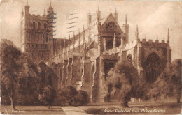Delcampe - Uk21829 Exeter Cathedral From Palace Gardens Real Photo Uk - Sonstige & Ohne Zuordnung