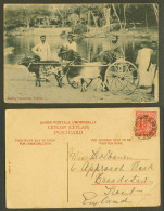 Delcampe - Ceylon KE7 1d 1905 Old Postcard Racing Hackeries Cattle Carts And Native Drivers - Sri Lanka (Ceylon)