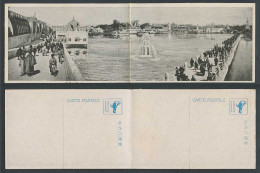 Delcampe - Japan 1922 Tokyo Peace Expo 2 Old Attached Postcards, 1 Panorama Bridge Fountain - Altri & Non Classificati