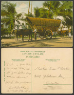 Delcampe - Ceylon Old Colour Postcard Double Bullock Cart With Full Load Colombo Cattle 39. - Sri Lanka (Ceylon)