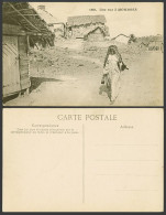 Delcampe - Kenya Old Postcard Mombasa Street Scene, Native Woman Headscarf Houses Huts Road - Non Classés