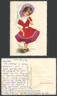 Delcampe - Spain Silk Embroidered Dress, Novelty, Costumes Girl Woman Fellerde Old Postcard - Non Classés