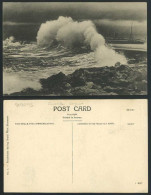 Delcampe - Ceylon Old Postcard Breakwater During South West Monsoon Waves Rough Sea Steamer - Sri Lanka (Ceylon)
