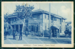 Delcampe - Messina Città Posta Centrale Piazza Cairoli PIEGATA Cartolina MX0747 - Messina