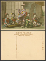 Delcampe - Japan Old Hand Tinted Postcard Geisha Girls Ladies Dancer Fan, Musicians Samisen - Altri & Non Classificati