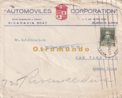 Delcampe - ARGENTINA COVER AUTOMOVILES CORPORATION BUENOS AIRES 1934 SENT NEW YORK CITY U.S. - Oblitérés