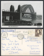 Delcampe - Australia 1959 Old Real Photo Postcard Sydney Harbour Bridge, Pylon Lookout Flag - Autres & Non Classés