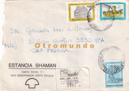 Delcampe - ARGENTINA REGISTERED COVER ESTANCIA SHAMAN GOBERNADOR COSTA CHUBUT A BUENOS AIRES - Gebraucht