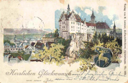 Delcampe - Sigmaringen Donau BW Schloss-Sigmaringen Neujahrsgruss Stadtansicht Wappen Hirsc - Sigmaringen