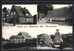 Delcampe - AK Nindorf über Buxtehude, Gemischtwaren Willi Meyer, Kühnes Gasthaus, Schule Und Kriegerdenkmal - Buxtehude