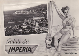 Delcampe - # IMPERIA : SALUTI DA ... CON BAGNANTE "SUCCINTA" - Imperia