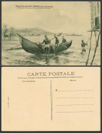 Delcampe - Comoros Old Postcard Native Fishing Boat Canoe Fishermen By Marine Dumont-Duparc - Komoren