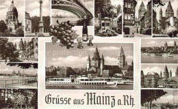 Delcampe - MAINZ  Rhein Dom Rheinbruecke Rheindampfer Wein Trauben Fastnachtsbrunnen Fachwe - Mainz